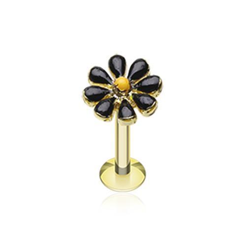 Black/Yellow Golden Spring Blossom Flower Top Labret