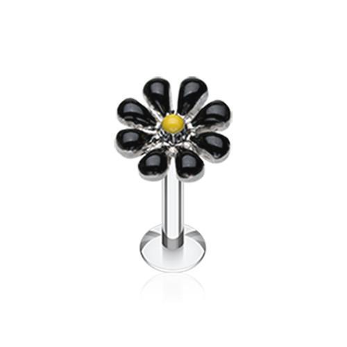 Black/Yellow Spring Blossom Flower Top Labret