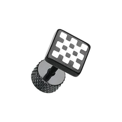 Black Checkerboard Fake Plug - 1 Pair