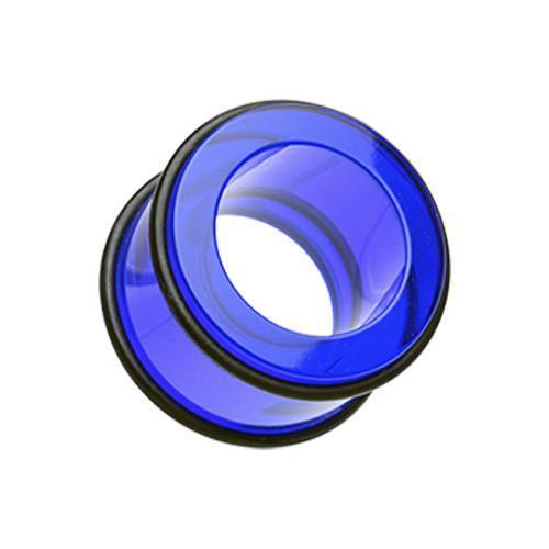 Blue Acrylic No Flare Ear Gauge Tunnel Plug - 1 Pair
