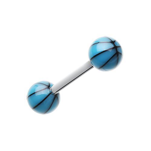 Blue Basketball Acrylic Top Barbell Tongue Ring