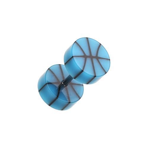 Blue Basketball UV Acrylic Fake Plug - 1 Pair