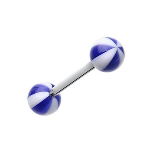 Blue Beach Ball Acrylic Top Barbell Tongue Ring - Rebel Bod