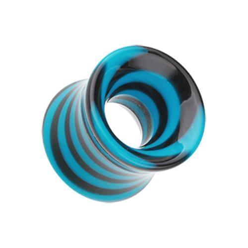 Tunnels - Double Flare Blue Beetle Maze Swirl Acrylic Ear Gauge Tunnel Plug - 1 Pair -Rebel Bod-RebelBod