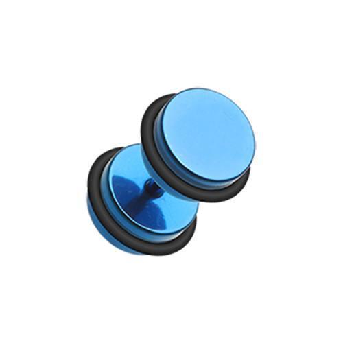 Fake Plug Earring Blue Blackline Basic Steel Fake Plug - 1 Pair -Rebel Bod-RebelBod