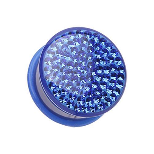 Blue Brilliant Sparkles Color Body Single Flared Ear Gauge Plug - 1 Pair