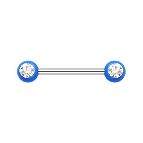 Blue/Clear Acrylic Gem Ball Nipple Barbell - 1 Piece