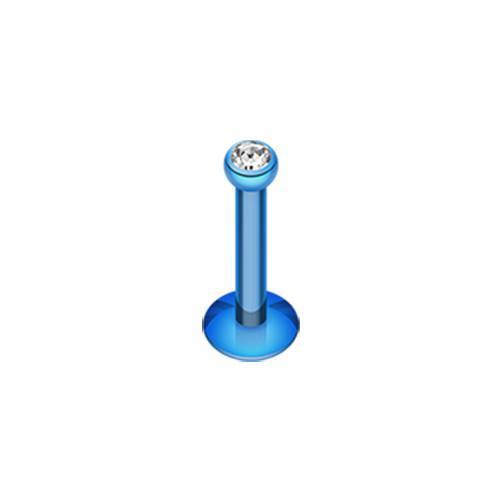 Blue/Clear Black Gem Ball Internally Threaded Labret