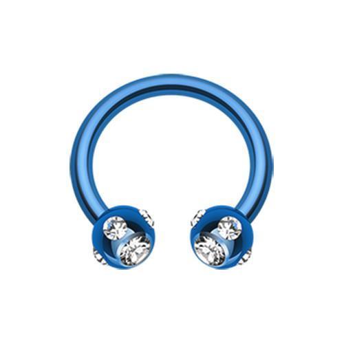 Blue/Clear Black PVD Aurora Gem Ball Horseshoe Circular Barbell