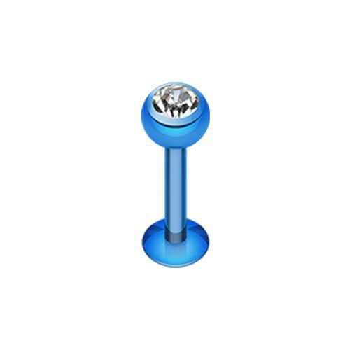 Blue/Clear Black PVD Gem Ball Labret