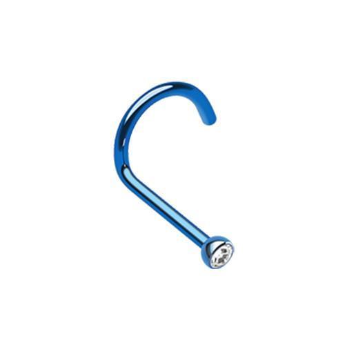 Blue/Clear Press Fit Gem Top Nose Screw Ring