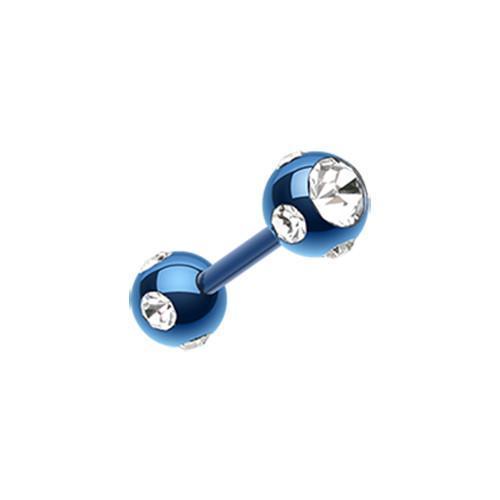 Blue/Clear PVD Double Aurora Gem Ball Tragus Cartilage Barbell Earring - 1 Piece