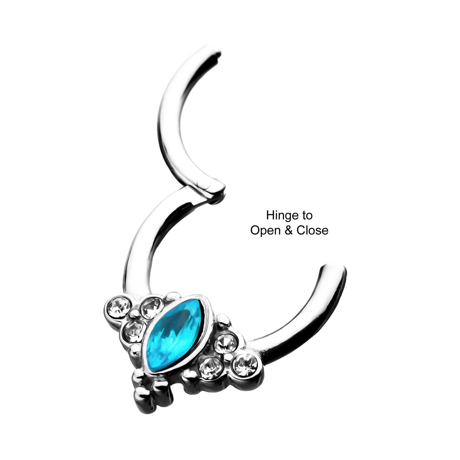 TBD-Cartilage Jewelry Blue Clear CZ Hinged Segment rings -Rebel Bod-RebelBod