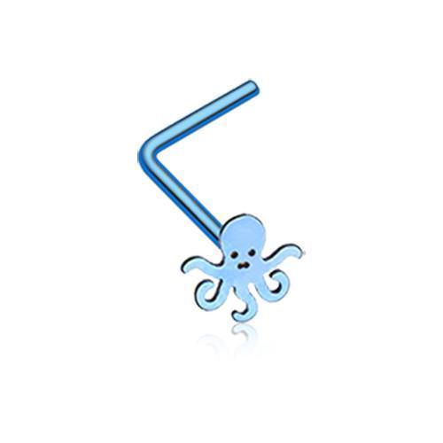 Nose Ring - L-Shaped Nose Ring Blue Colorline Evil Octopus L-Shaped Nose Ring -Rebel Bod-RebelBod
