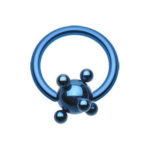 Blue PVD Studded Ball Captive Bead Ring