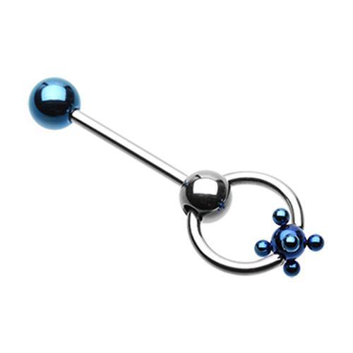 Blue PVD Studded Ball Slave Barbell Ring