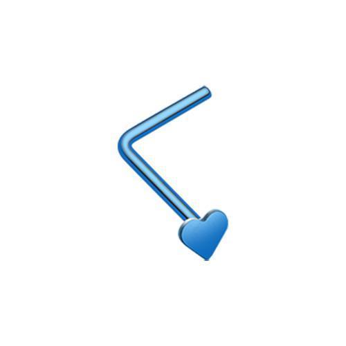 Blue Heart L-Shaped Nose Ring