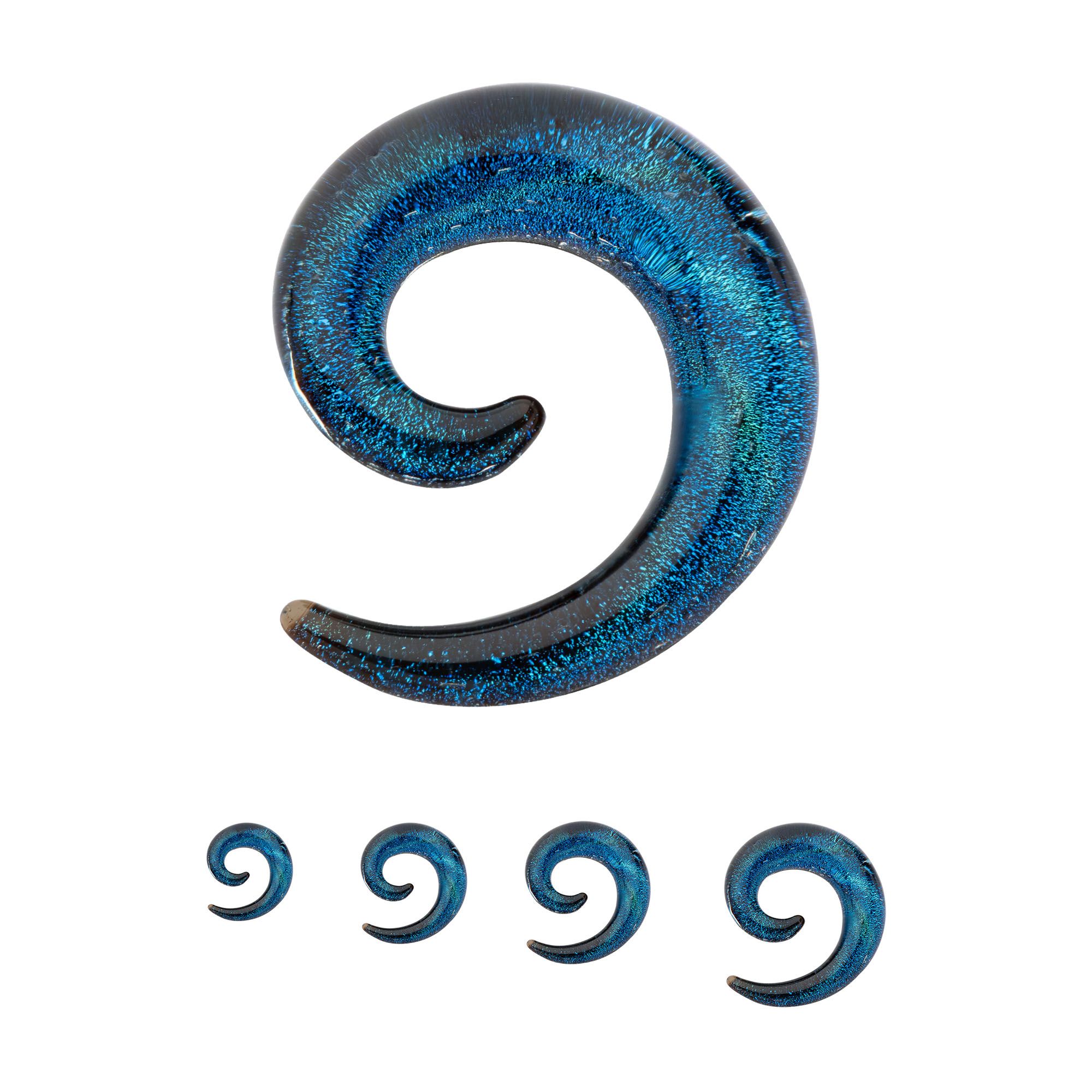 Organics Blue Foil Glass Spiral Hanger pgls50b-6pr -Rebel Bod-RebelBod