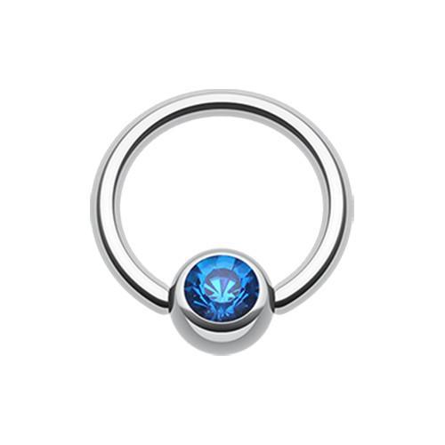 Blue Gem Ball Captive Bead Ring