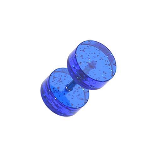 Blue Glitter Shimmer UV Acrylic Fake Plug - 1 Pair