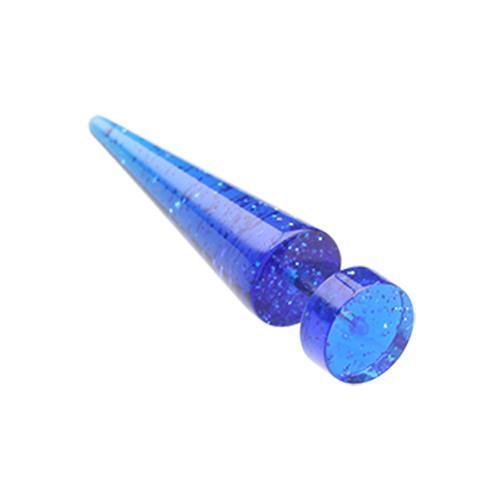 Blue Glitter Shimmer UV Acrylic Fake Taper Pair Rebel Bod