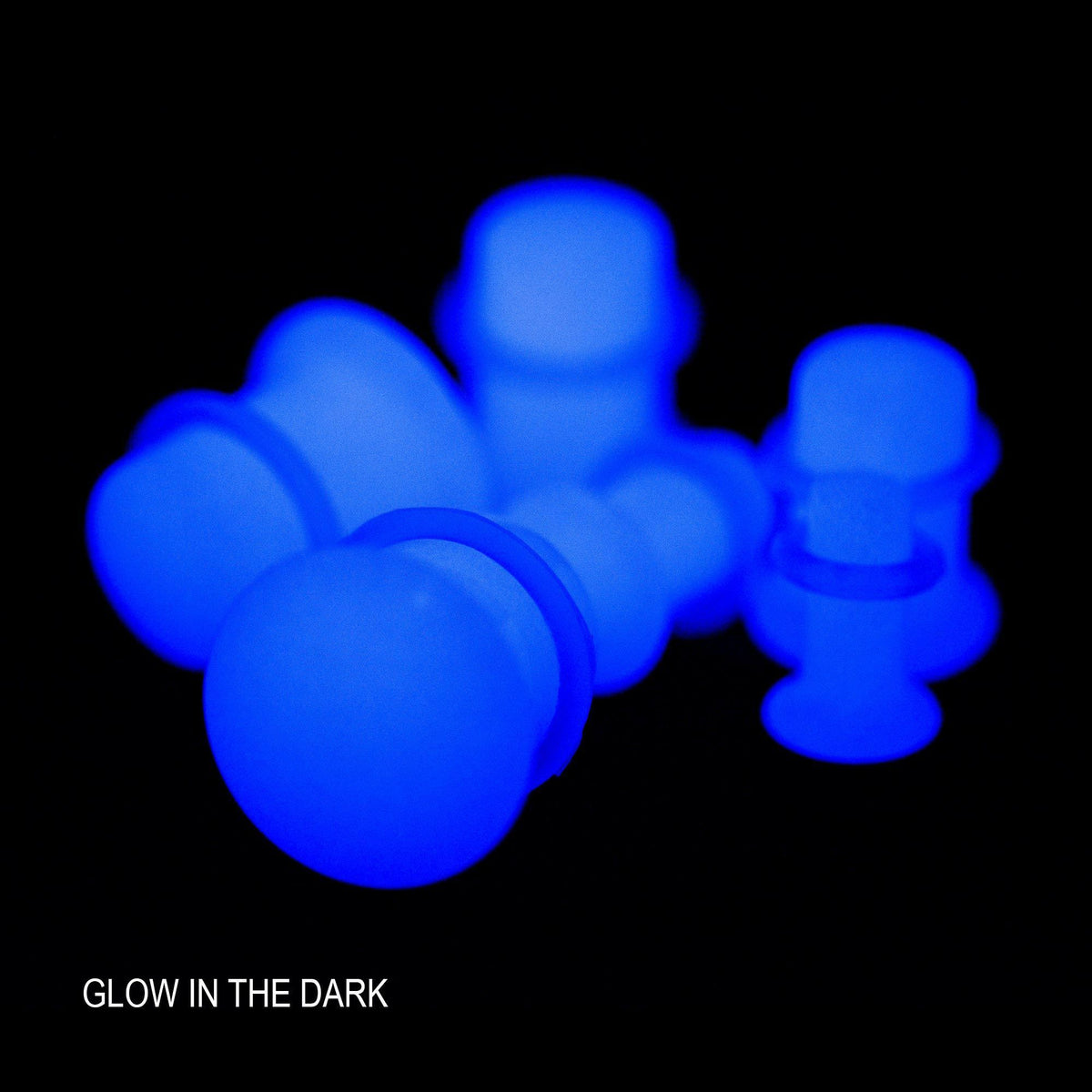 Blue Glow in the Dark Single Flare Glass Plugs - 1 Pair