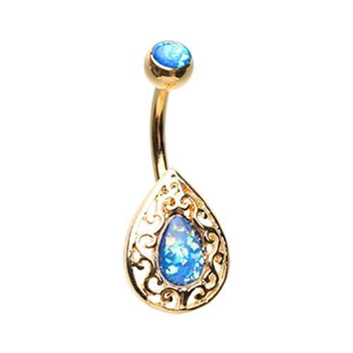 Blue Golden Cleopatra Egyptian Belly Button Ring