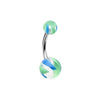 Blue/Green Marble Pin Stripe Acrylic Belly Button Ring