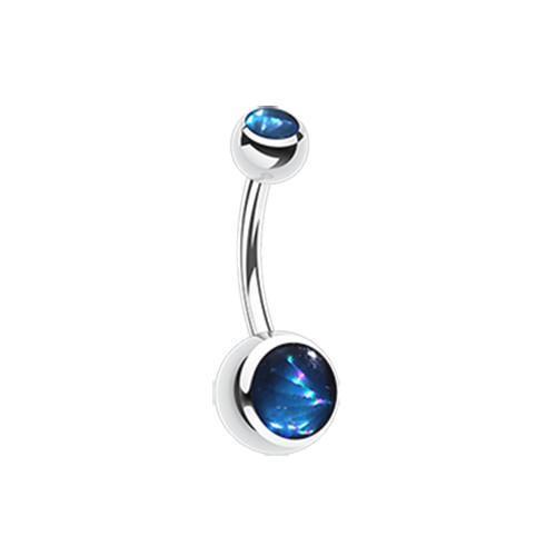 Blue Hologram Sparkle Belly Button Ring