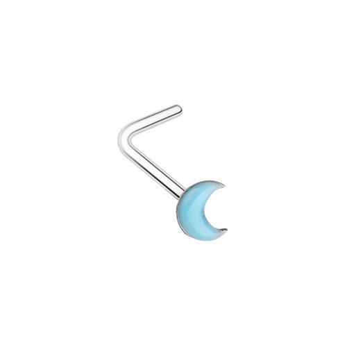 Nose Ring - L-Shaped Nose Ring Blue Illuminating Glow in the Dark Moon L-Shape Nose Ring -Rebel Bod-RebelBod