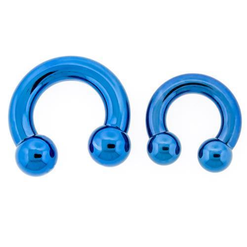 CIRCULAR BARBELL | HORSESHOE Blue Internally Threaded Titanium Horseshoe Circular Barbell - 1 Piece - Special -Rebel Bod-RebelBod