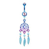 Blue/Light Pink Candy Coated Dreamcatcher Belly Button Ring