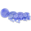 Blue Line Agate Stone Double Flare Plugs - 1 Pair