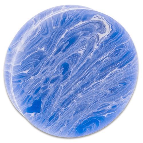 Plugs Earrings - Double Flare Blue Line Agate Stone Double Flare Plugs - 1 Pair -Rebel Bod-RebelBod