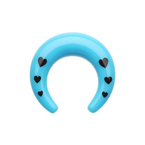 Blue Love Struck Multi Hearts Pincher Acrylic Ear Gauge Buffalo Taper - 1 Pair