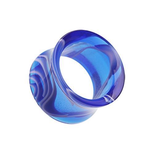 Tunnels - Double Flare Blue Marble Swirl Acrylic Double Flared Ear Gauge Tunnel Plug - 1 Pair -Rebel Bod-RebelBod