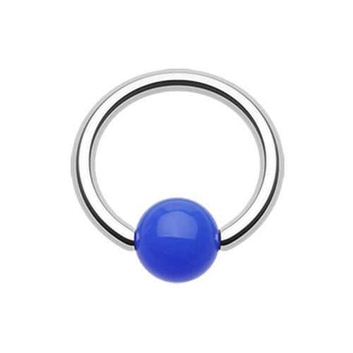 Blue Neon Acrylic Ball Top Captive Bead Ring