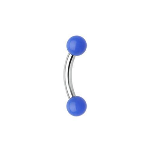 Blue Neon Acrylic Curved Barbell Eyebrow Ring