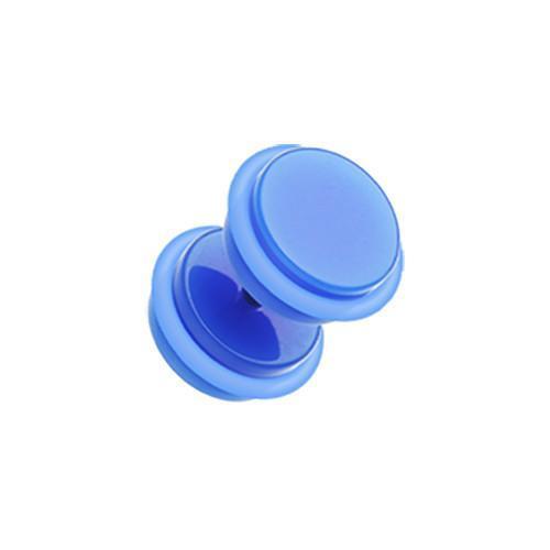 Blue Neon Acrylic Fake Plug w/ O-Rings - 1 Pair
