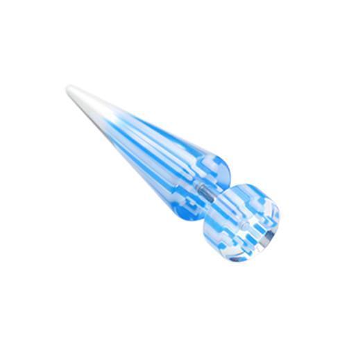 Blue Pin Stripe UV Acrylic Fake Taper - 1 Pair