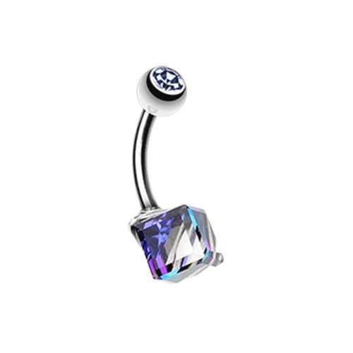 Blue Prism Cube Belly Button Ring