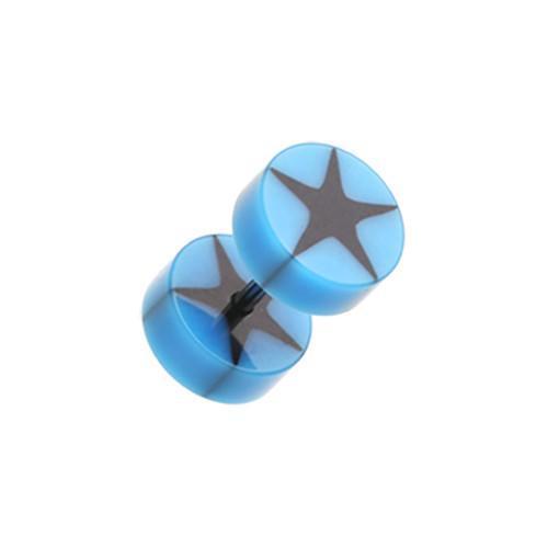 Blue Psych Star UV Acrylic Fake Plug - 1 Pair