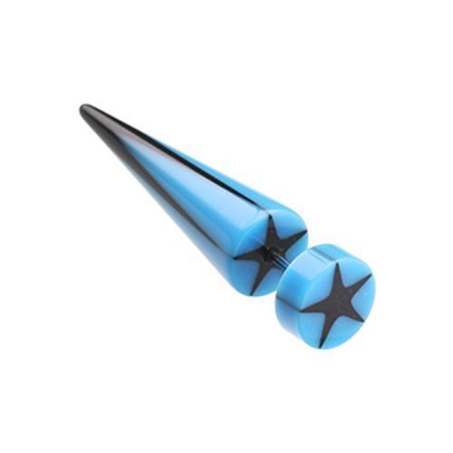 Blue Psych Star UV Acrylic Fake Taper - 1 Pair