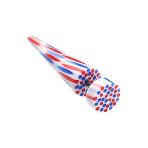 Blue/Red Coco Dots Acrylic Fake Taper - 1 Pair