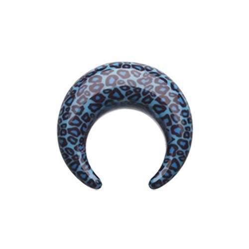 Blue Retro Leopard Pincher Acrylic Ear Gauge Buffalo Taper - 1 Pair