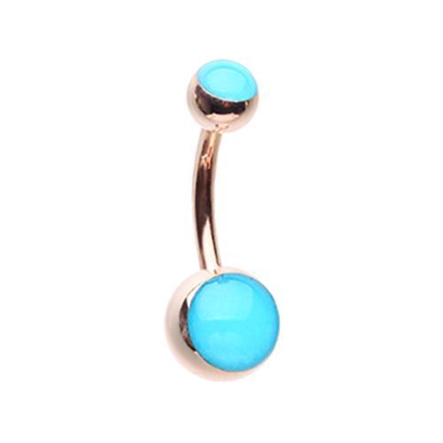 Blue Rose Gold Blue Glow in the Dark Belly Button Ring