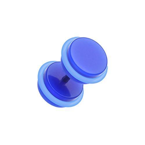 Blue Solid Acrylic Fake Plug w/ O-Rings - 1 Pair