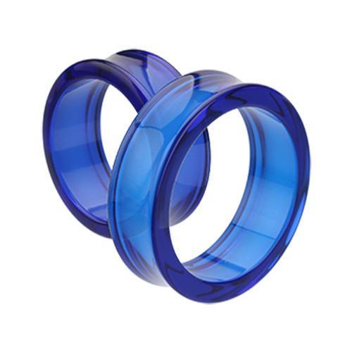 Blue Supersize Acrylic Double Flared Ear Gauge Tunnel Plug - 1 Pair