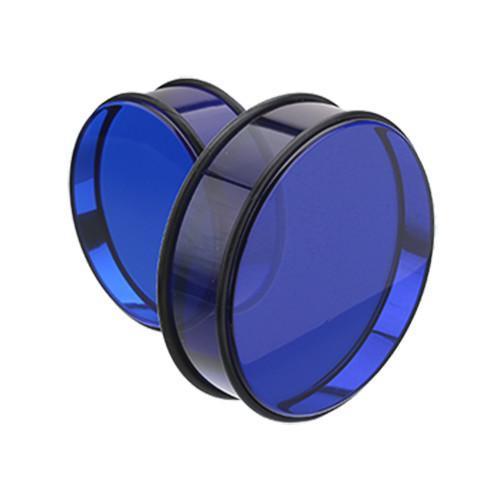 Blue Supersize Acrylic No Flare Ear Gauge Plug - 1 Pair