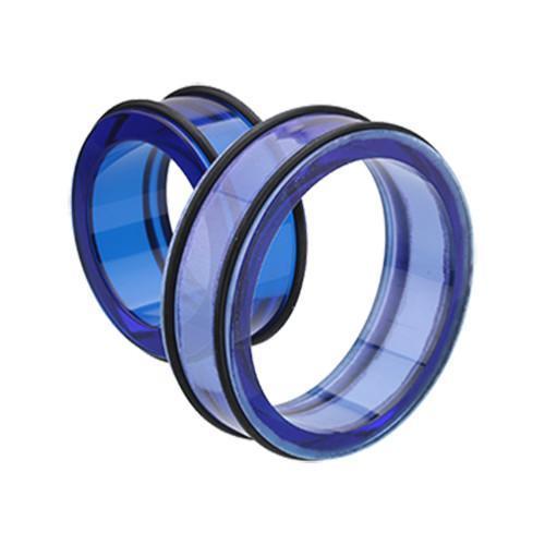Blue Supersize Acrylic No Flare Ear Gauge Tunnel Plug - 1 Pair